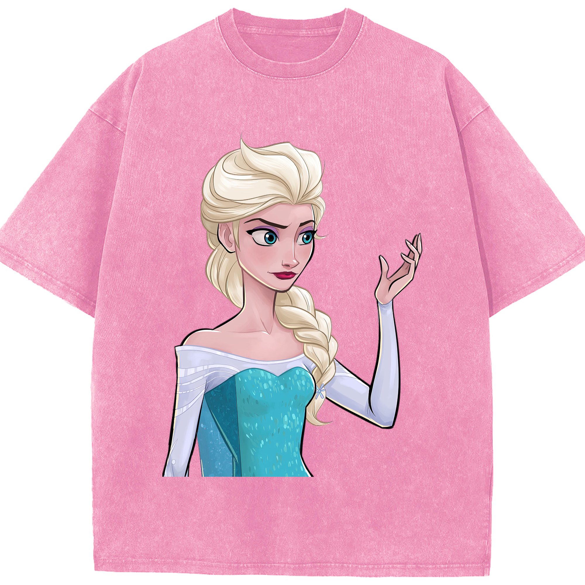 （画像用） アナと雪の女王 アンナ エルサ Frozen Anna Elsa 綿100% ヴィンテージ風 半袖Tシャツ（フロントプリント）